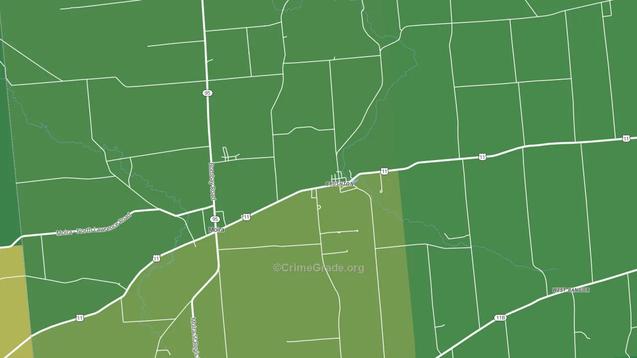 Brushton, NY Map of Theft Rates