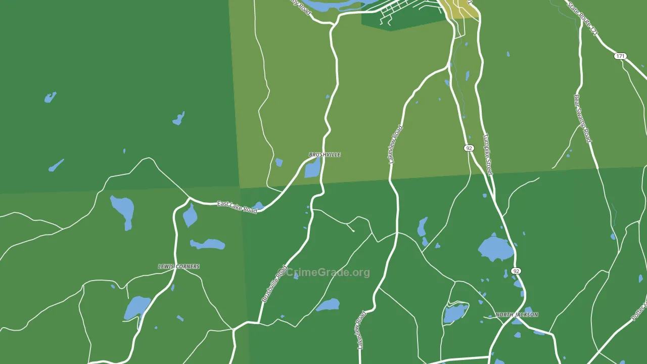 Brushville, PA Map of Theft Rates