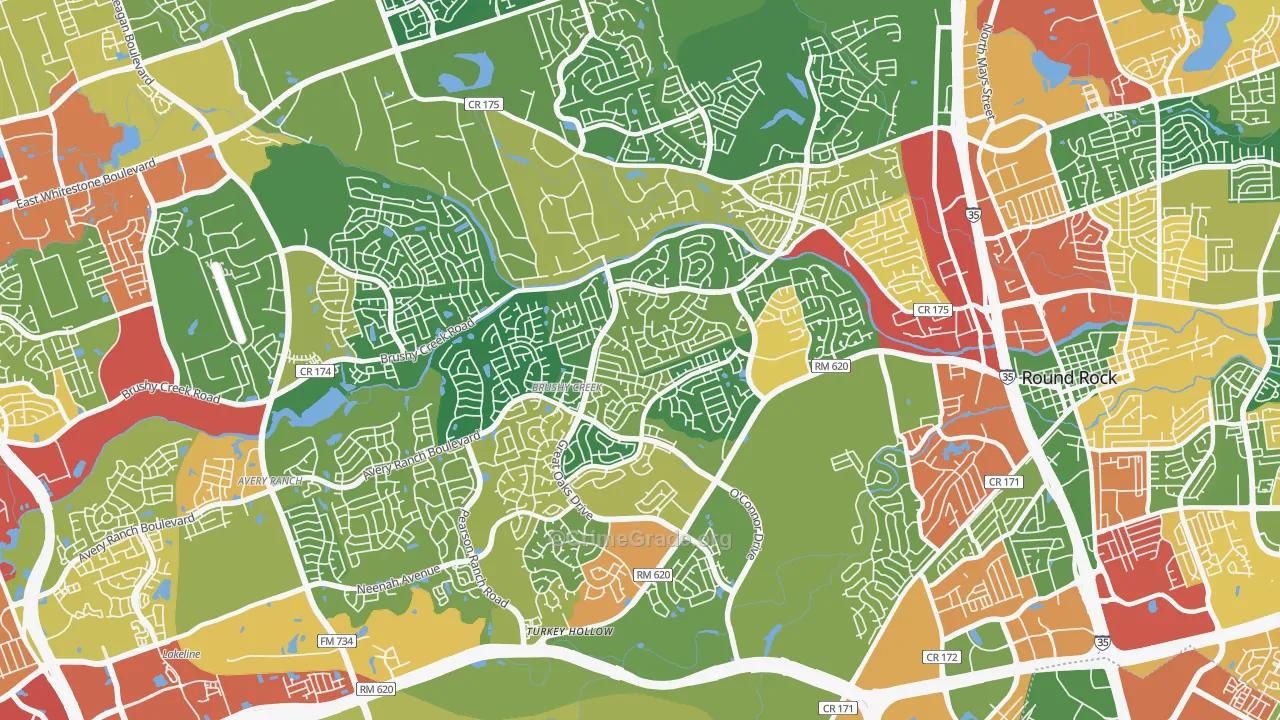 Brushy Creek, TX Map of Theft Rates