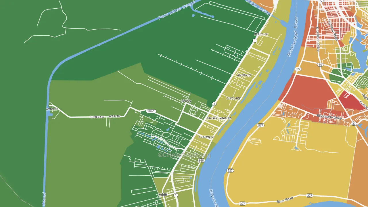 Brusly, LA Map of Theft Rates