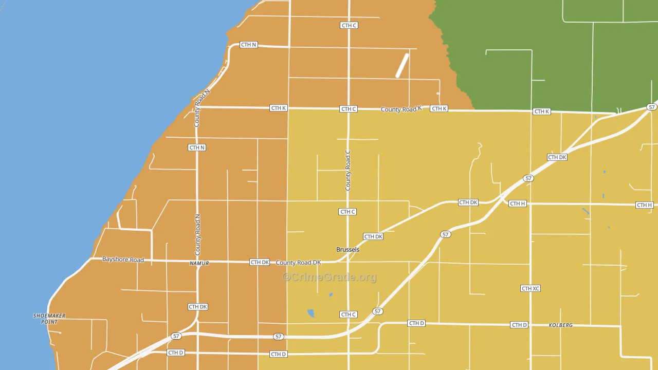 Brussels, WI Map of Theft Rates
