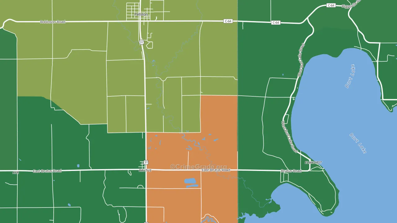 Brutus, MI Map of Theft Rates