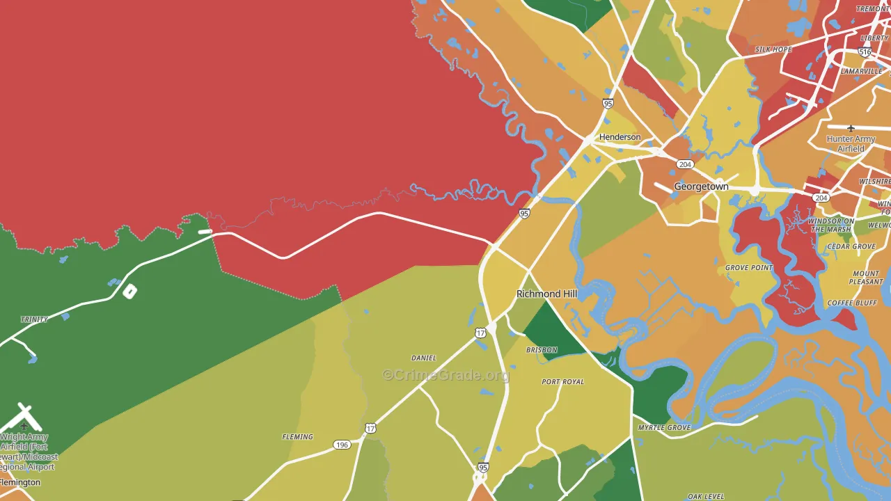 Bryan County, GA Map of Theft Rates