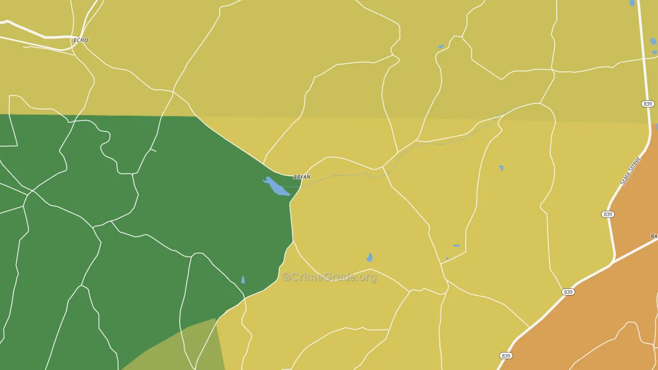 Bryan, PA Map of Theft Rates