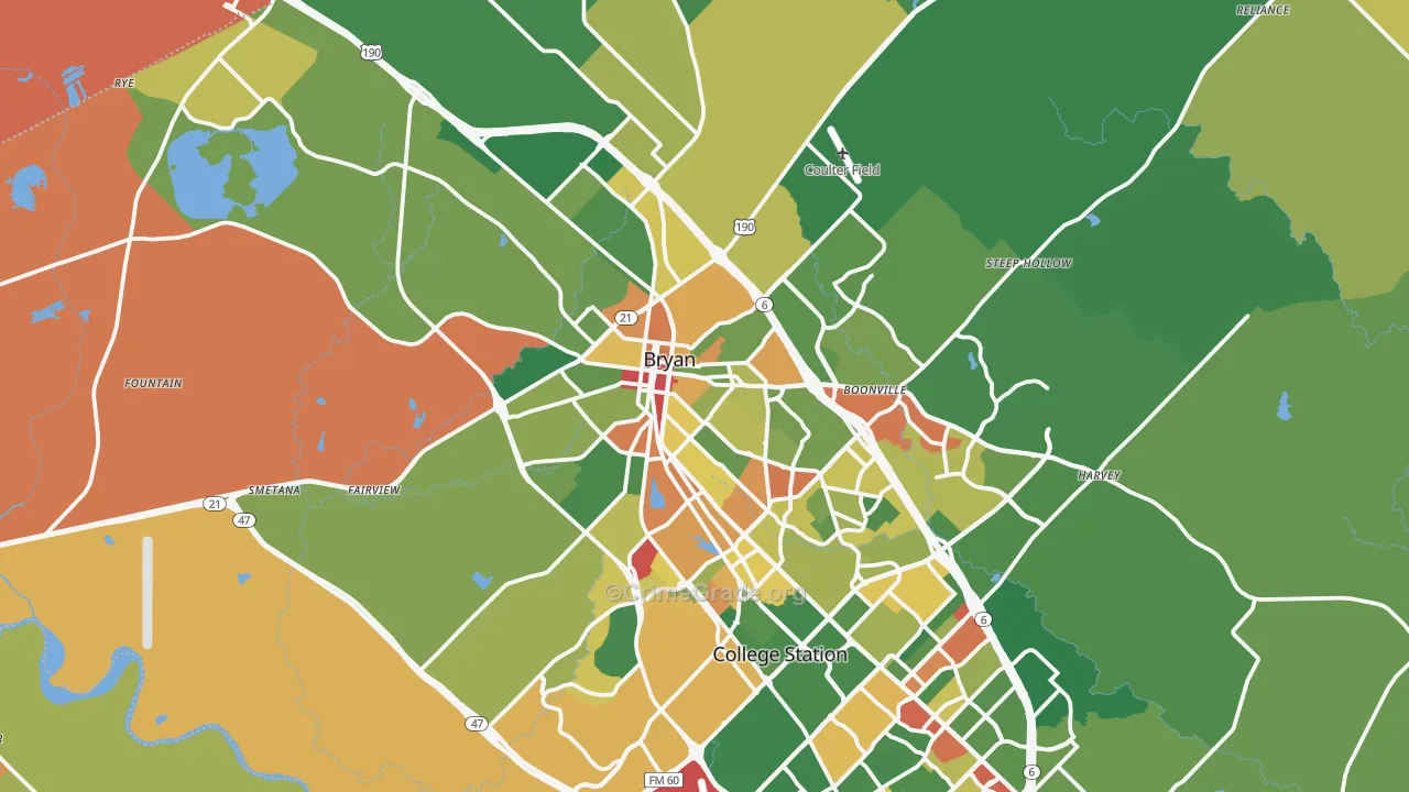 Bryan, TX Map of Theft Rates