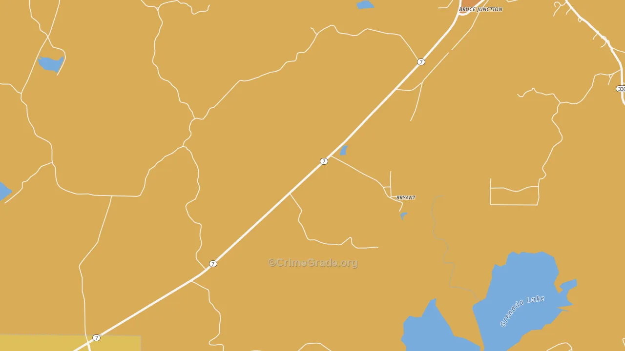 Bryant, MS Map of Theft Rates