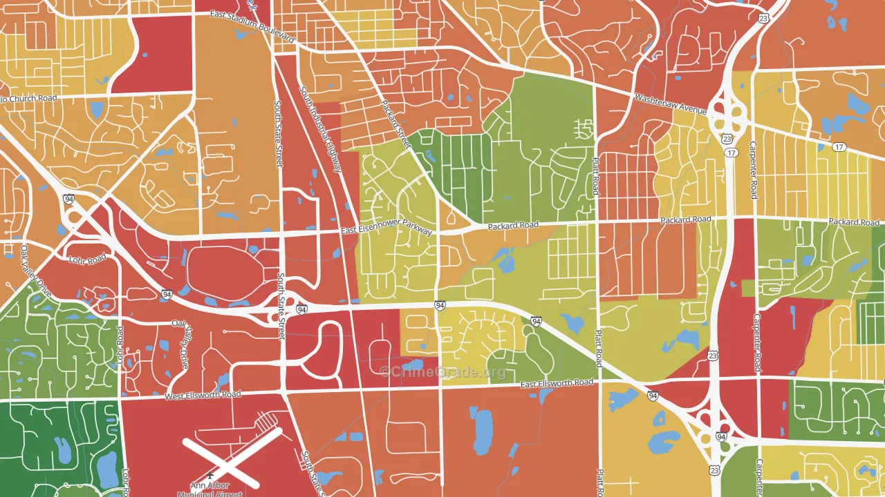 Bryant Pattengill East, Ann Arbor, MI Map of Theft Rates