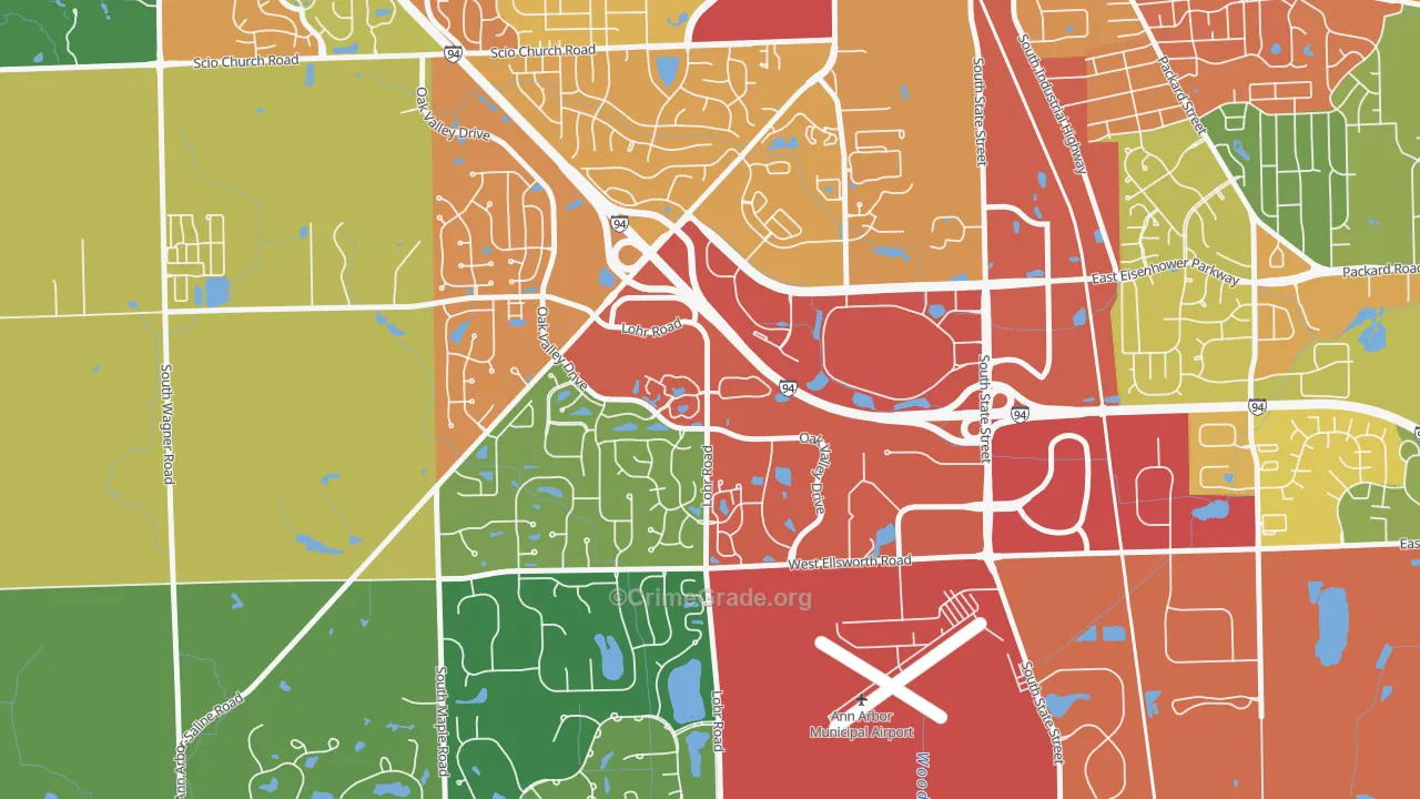 Bryant Pattengill West, Ann Arbor, MI Map of Theft Rates