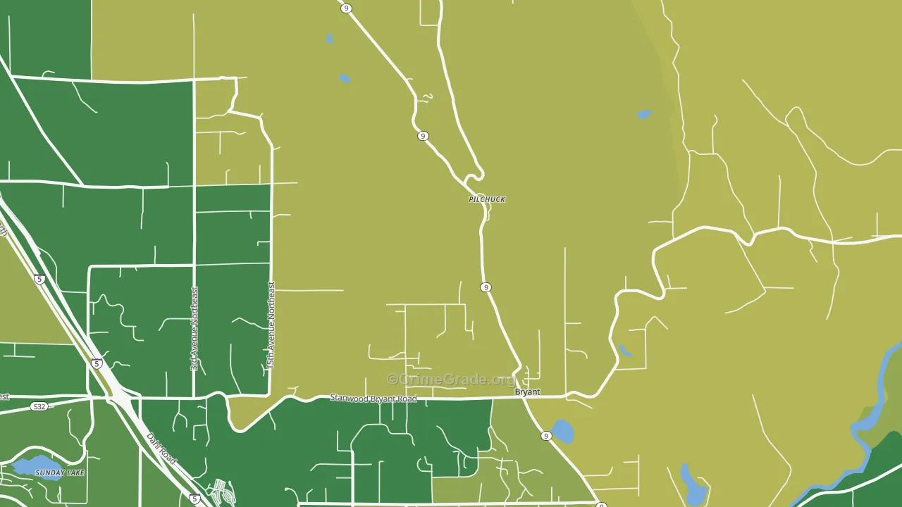 Bryant, WA Map of Theft Rates