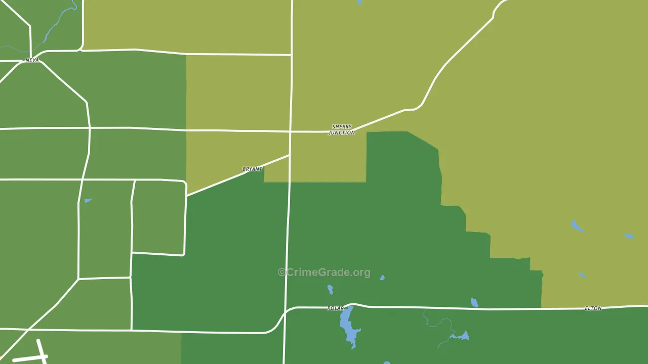Bryant, WI Map of Theft Rates