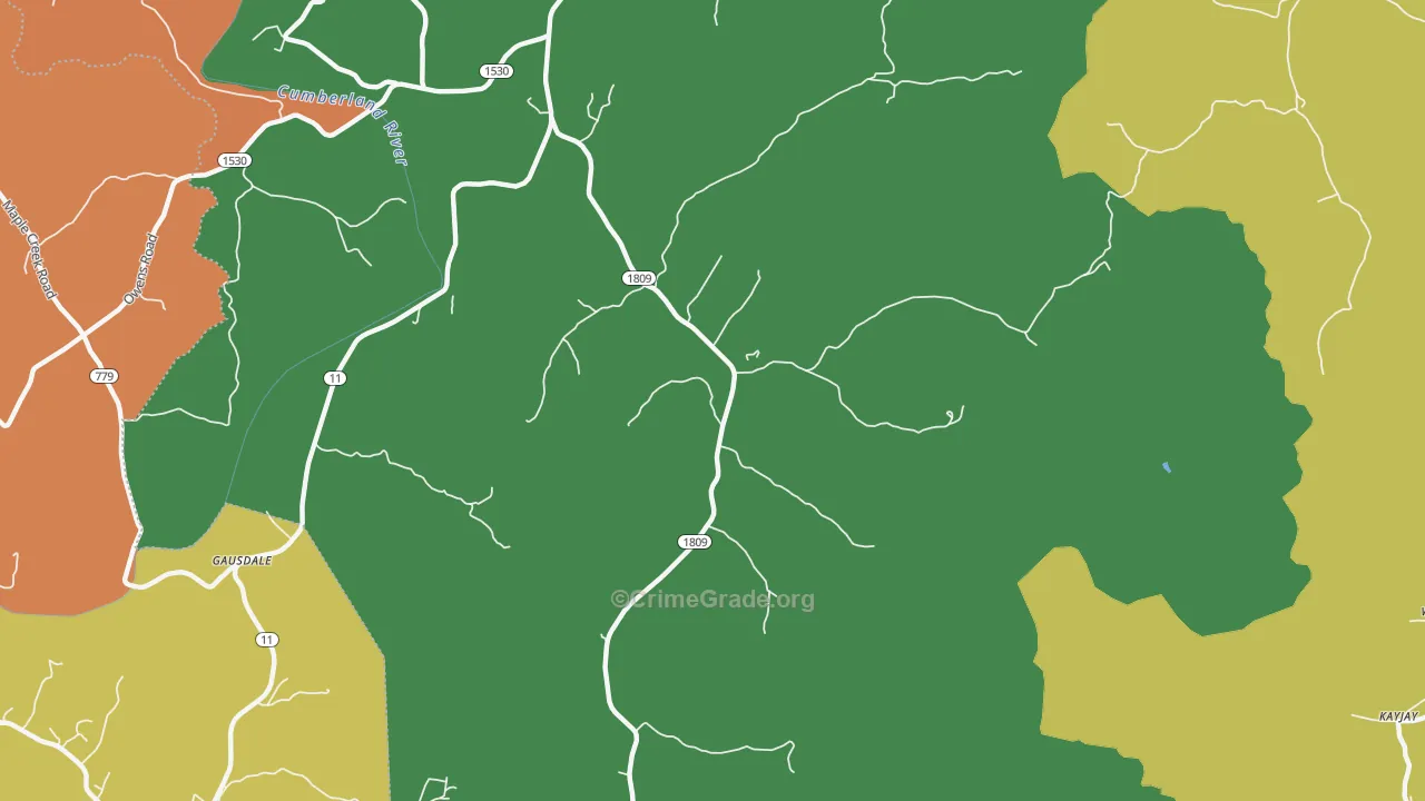 Bryants Store, KY Map of Theft Rates