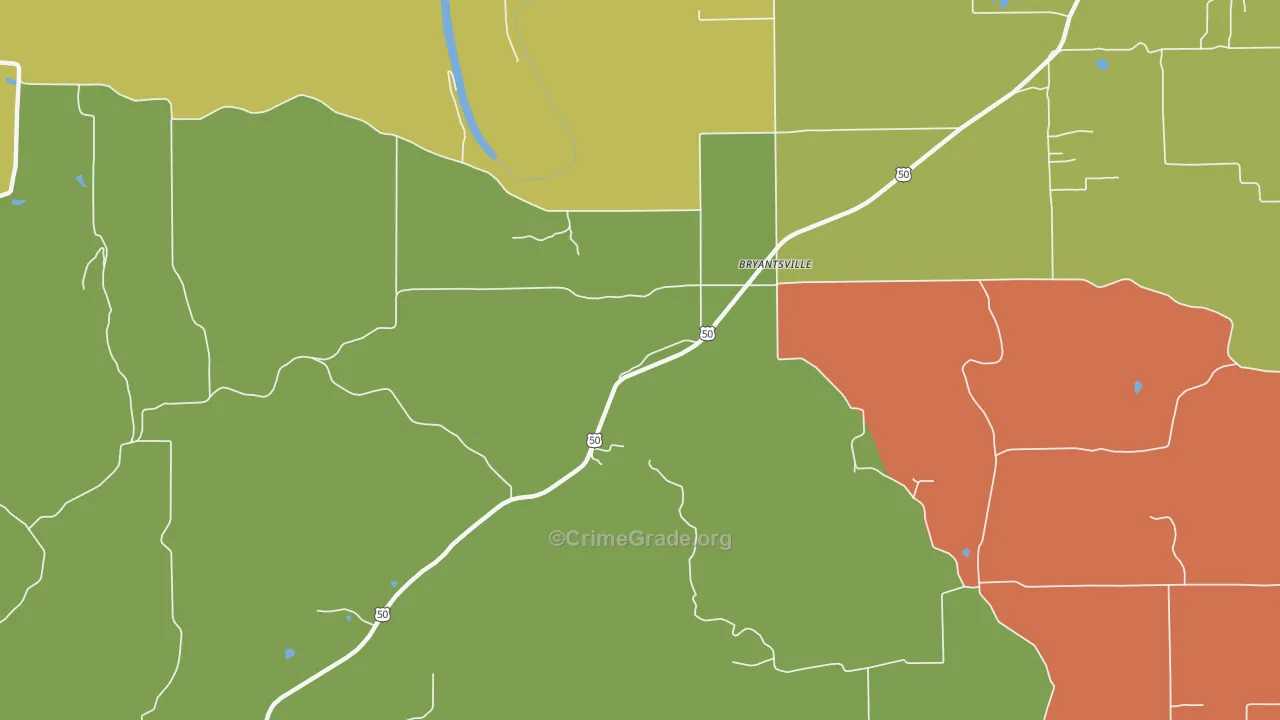 Bryantsville, IN Map of Theft Rates