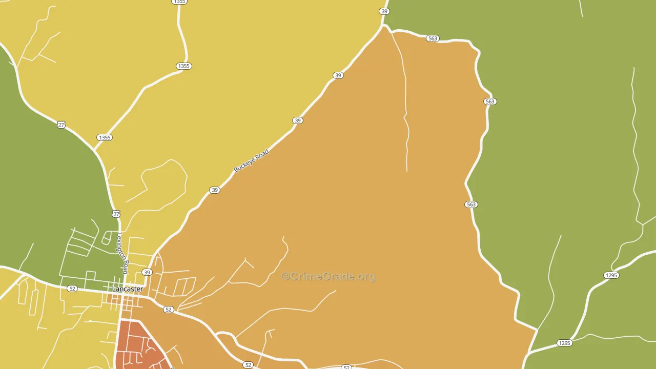 Bryantsville, KY Map of Theft Rates