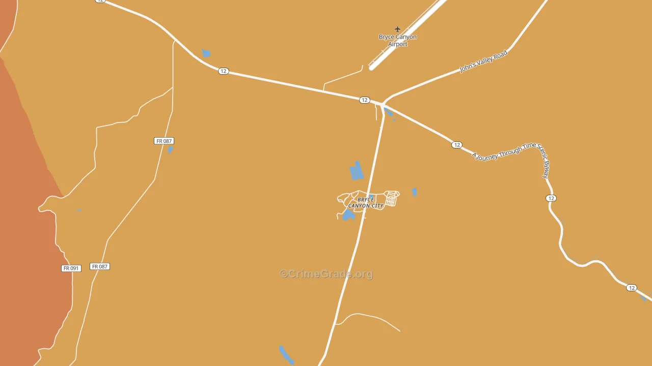 Bryce Canyon City, UT Map of Theft Rates