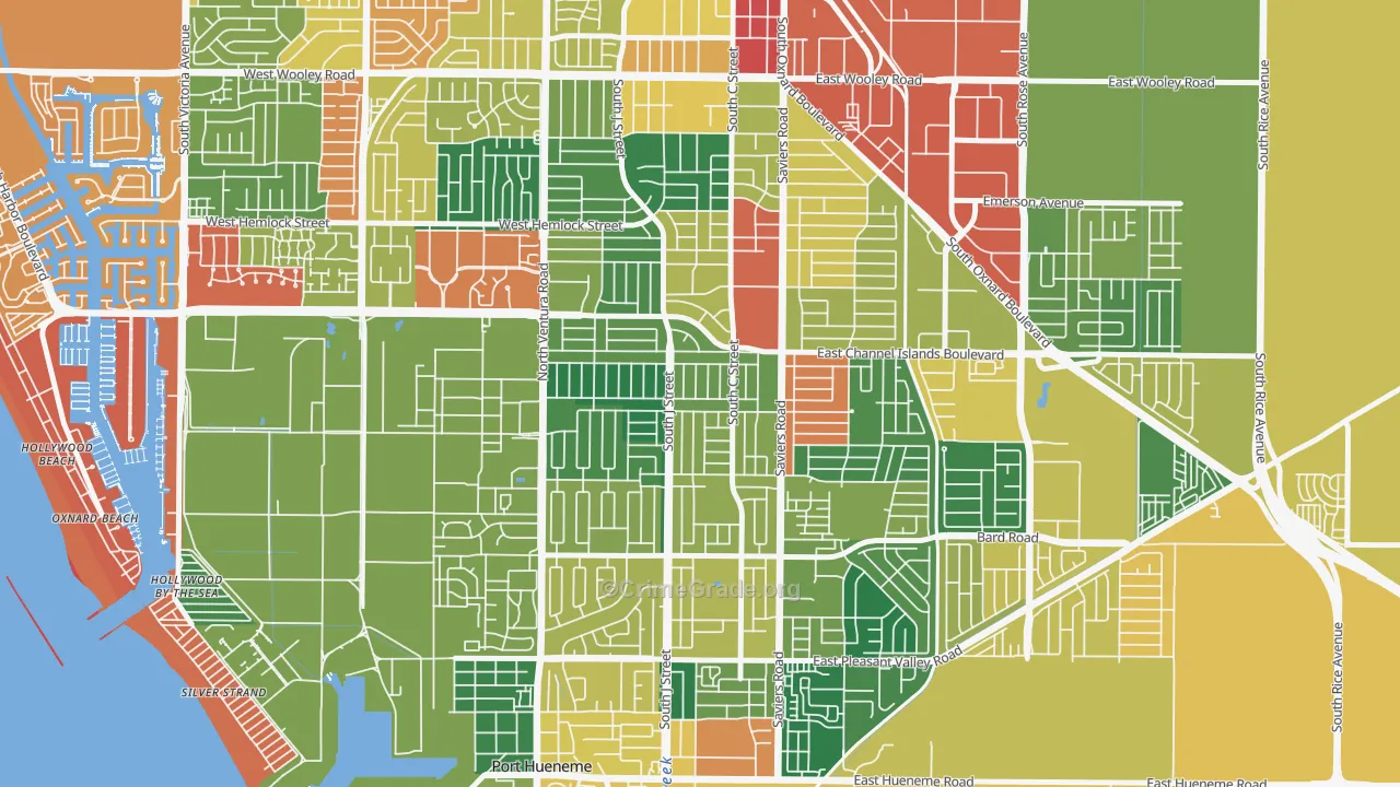 Bryce Canyon North, Oxnard, CA Map of Theft Rates