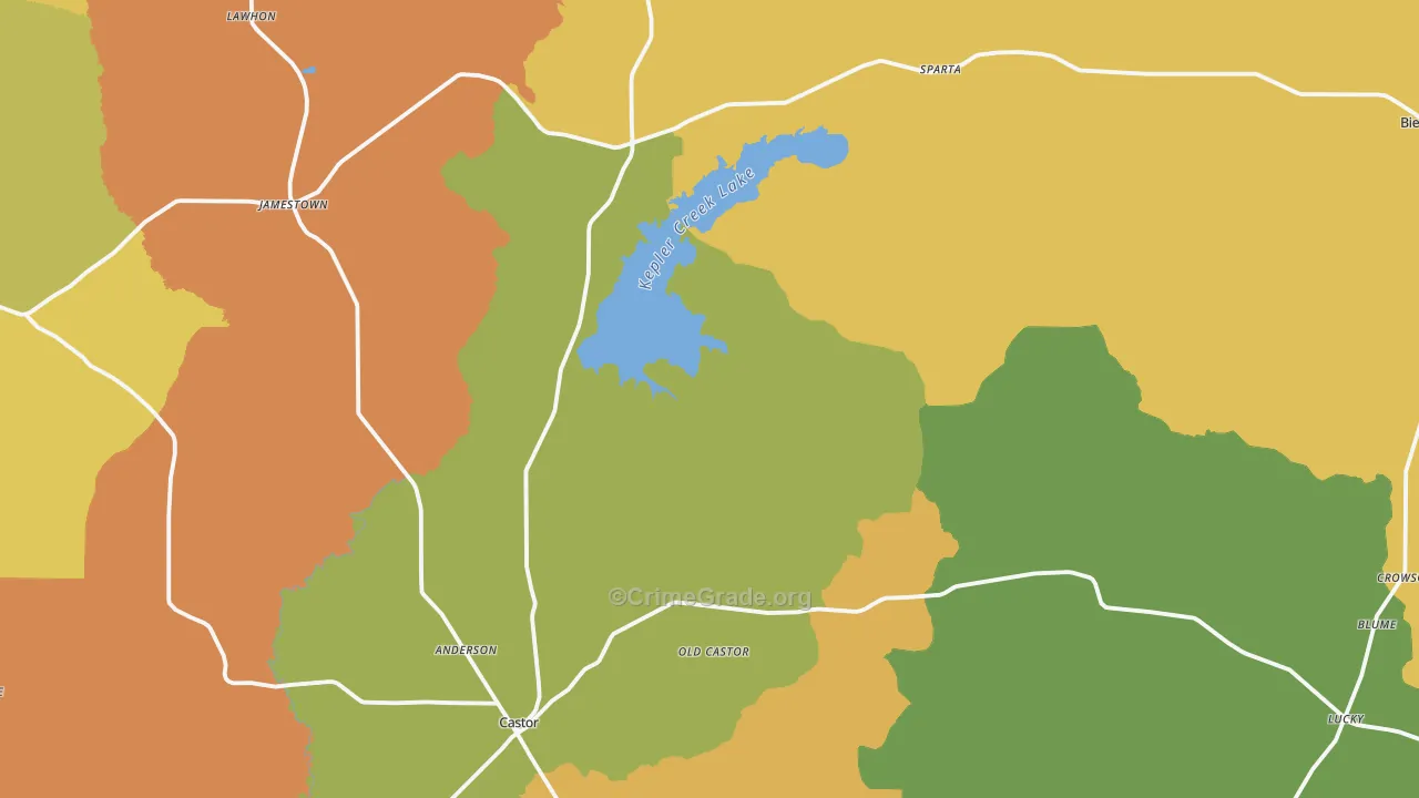 Bryceland, LA Map of Theft Rates