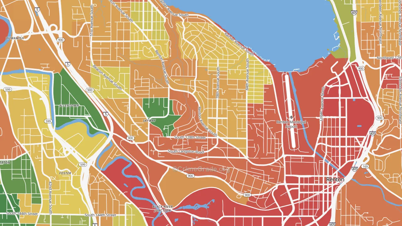 Bryn Mawr-Skyway, WA Map of Theft Rates