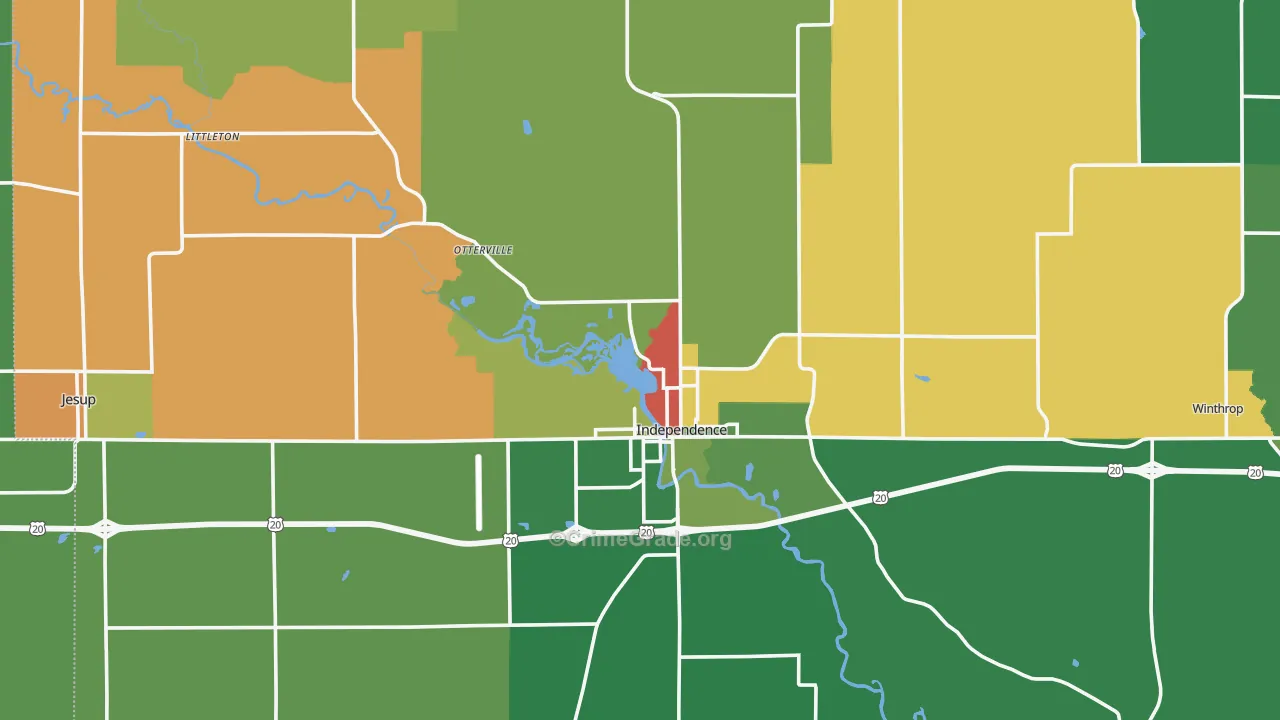 Buchanan County, IA Map of Theft Rates