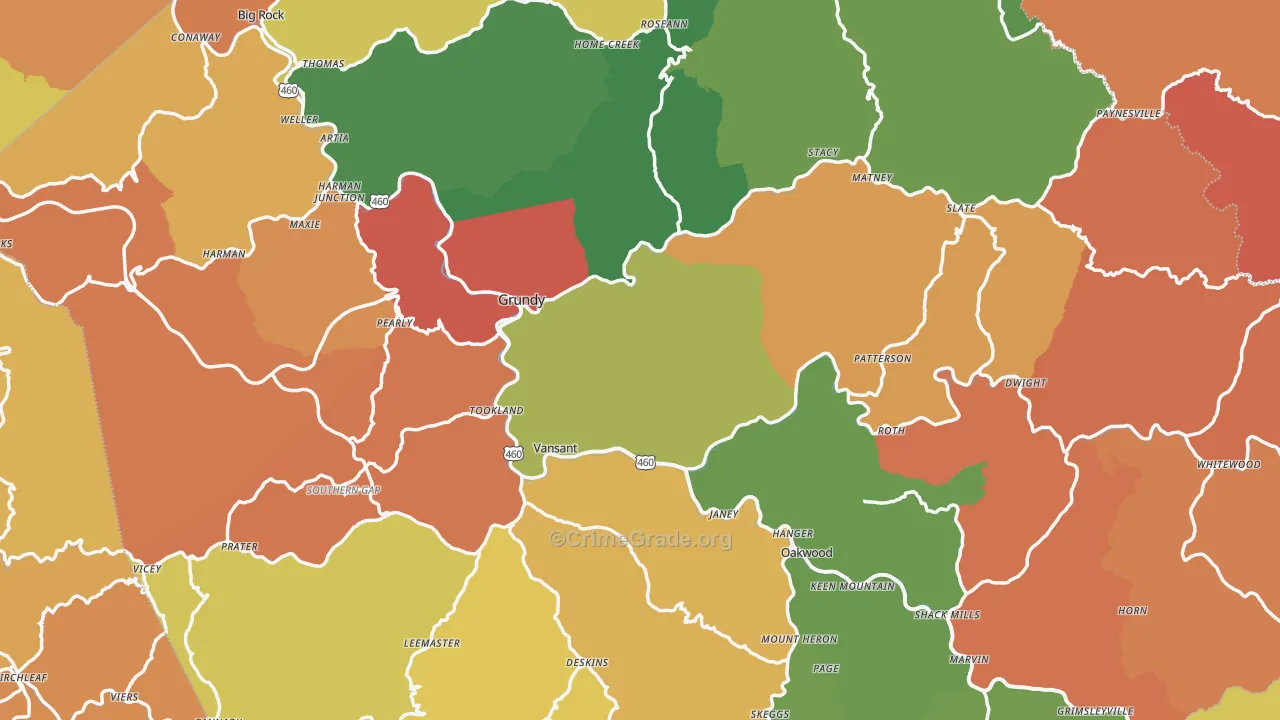 Buchanan County, VA Map of Theft Rates