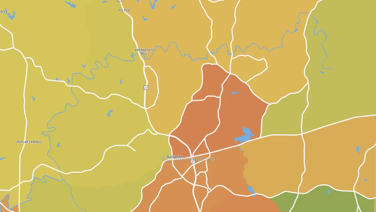 Buchanan, GA Map of Theft Rates