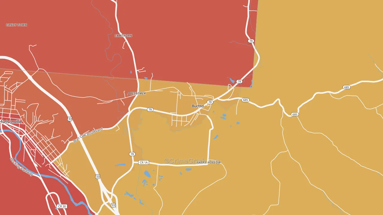 Buchtel, OH Map of Theft Rates
