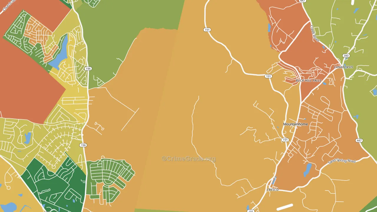 Buck Hill Falls, PA Map of Theft Rates
