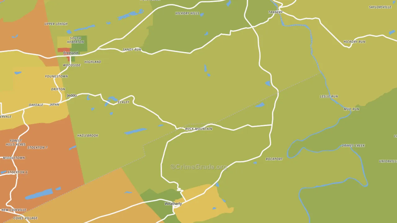 Buck Mountain, PA Map of Theft Rates