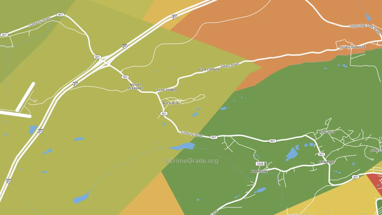 Buck Run, PA Map of Theft Rates