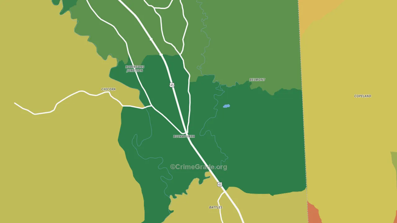 Buckatunna, MS Map of Theft Rates