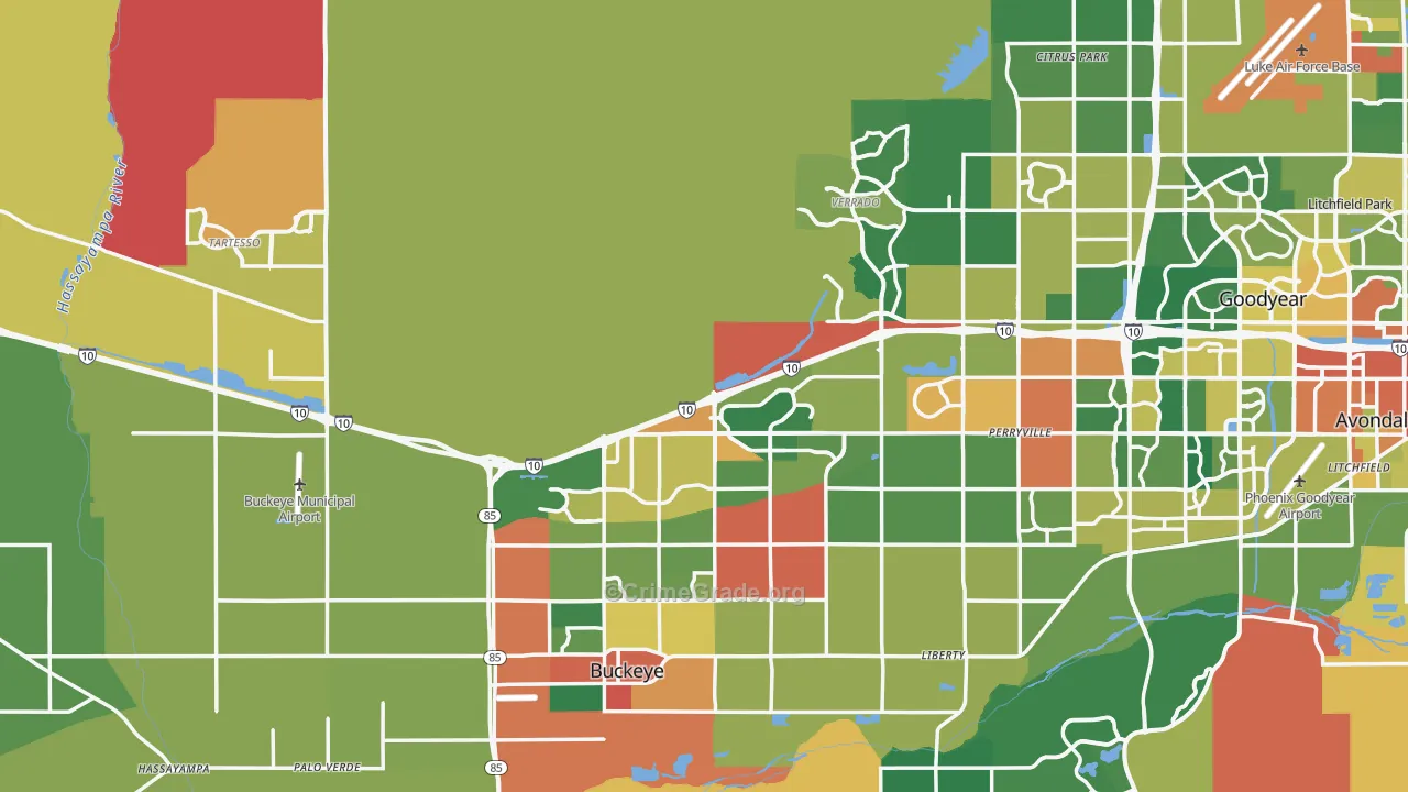 Buckeye, AZ Map of Theft Rates