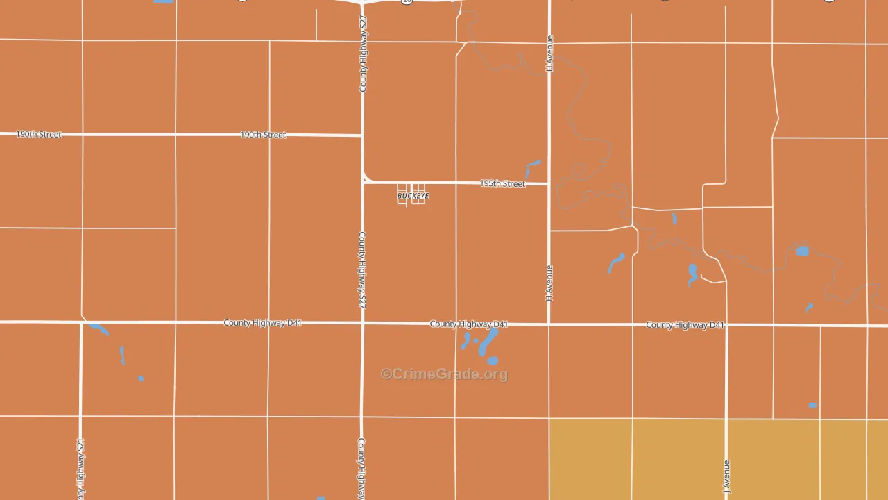 Buckeye, IA Map of Theft Rates