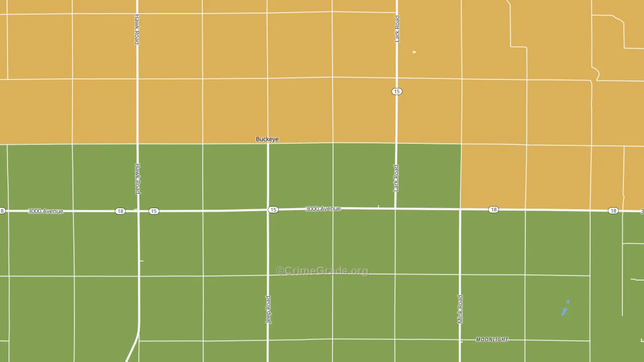 Buckeye, KS Map of Theft Rates
