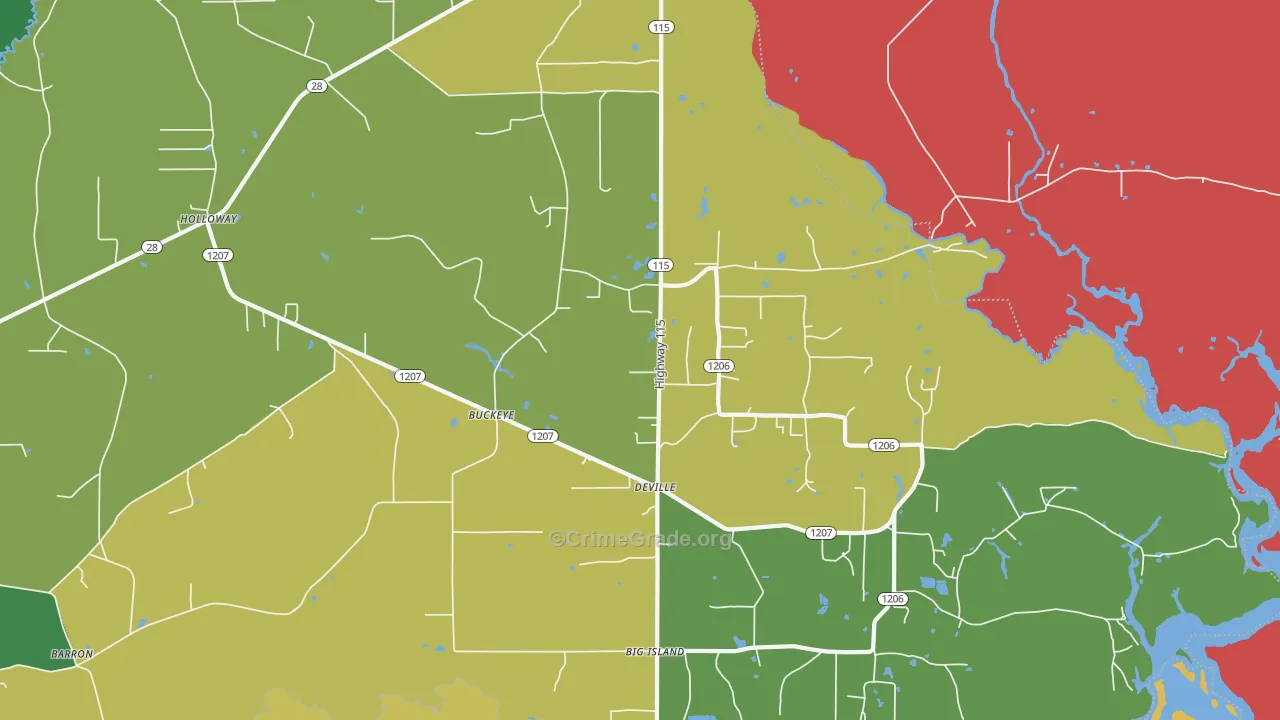 Buckeye, LA Map of Theft Rates