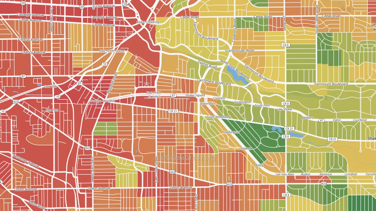 Buckeye-Shaker, Cleveland, OH Map of Theft Rates