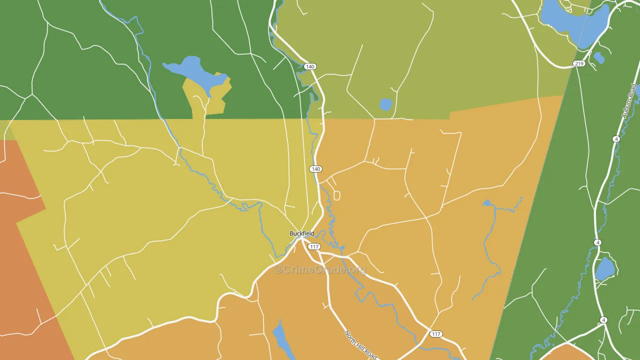 Buckfield, ME Map of Theft Rates