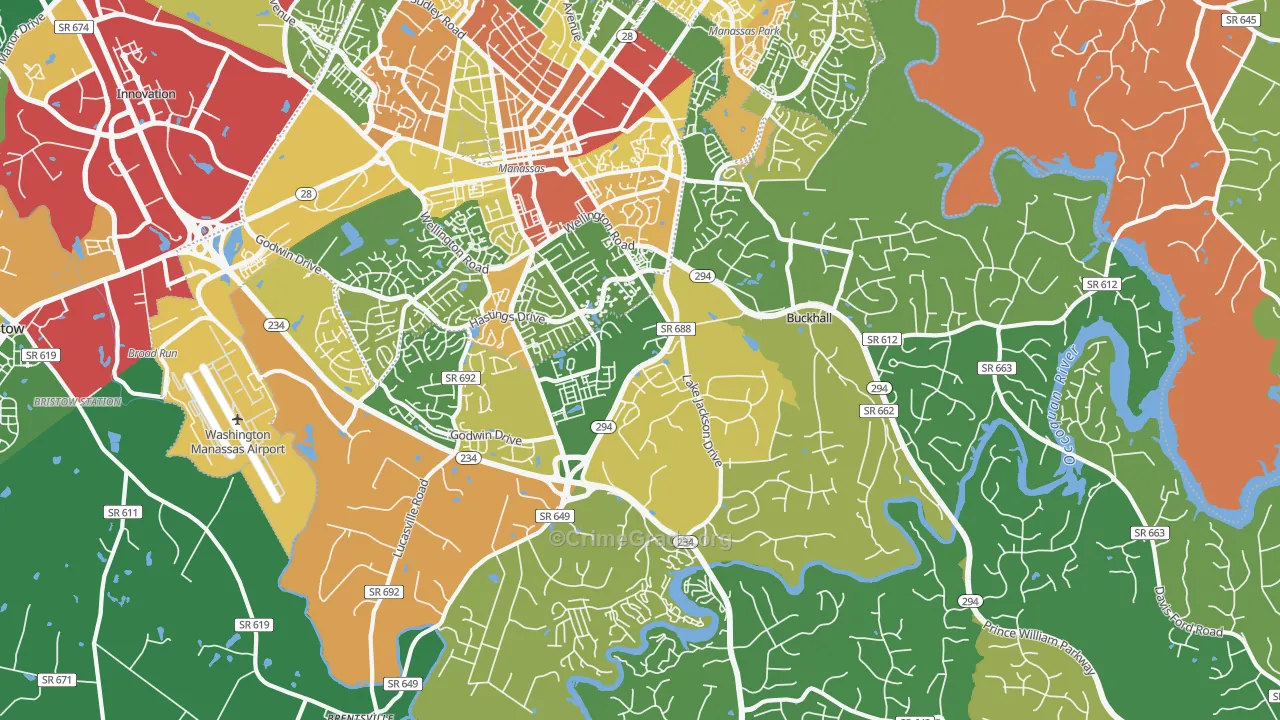 Buckhall, VA Map of Theft Rates