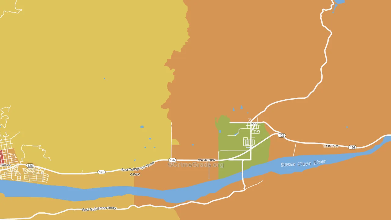 Buckhorn, CA Map of Theft Rates