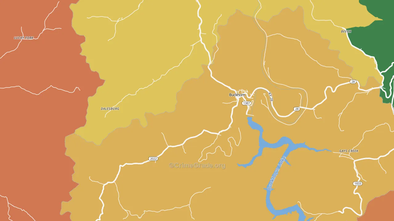 Buckhorn, KY Map of Theft Rates