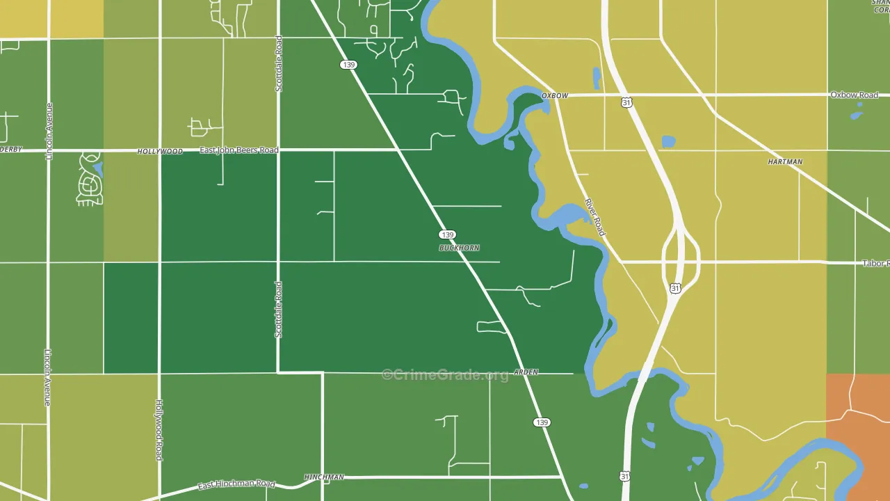 Buckhorn, MI Map of Theft Rates