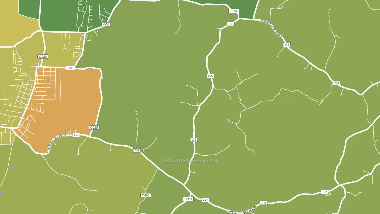 Buckhorn, OH Map of Theft Rates