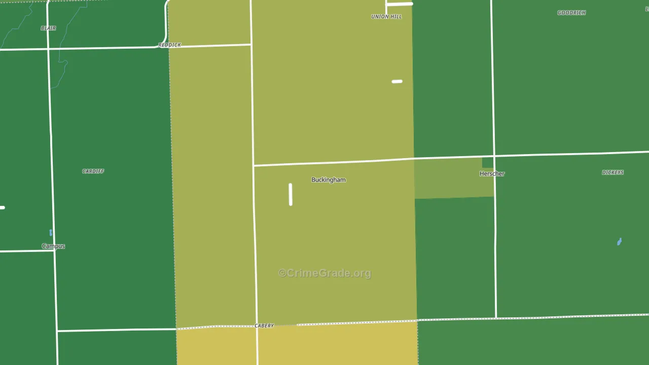 Buckingham, IL Map of Theft Rates