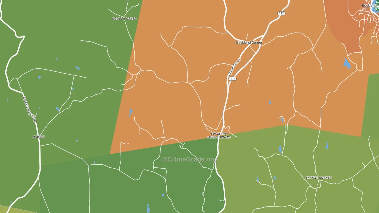 Buckland, MA Map of Theft Rates