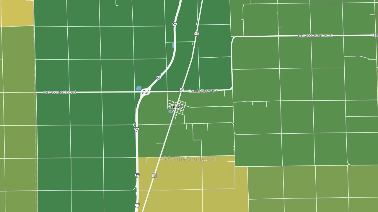 Buckley, IL Map of Theft Rates
