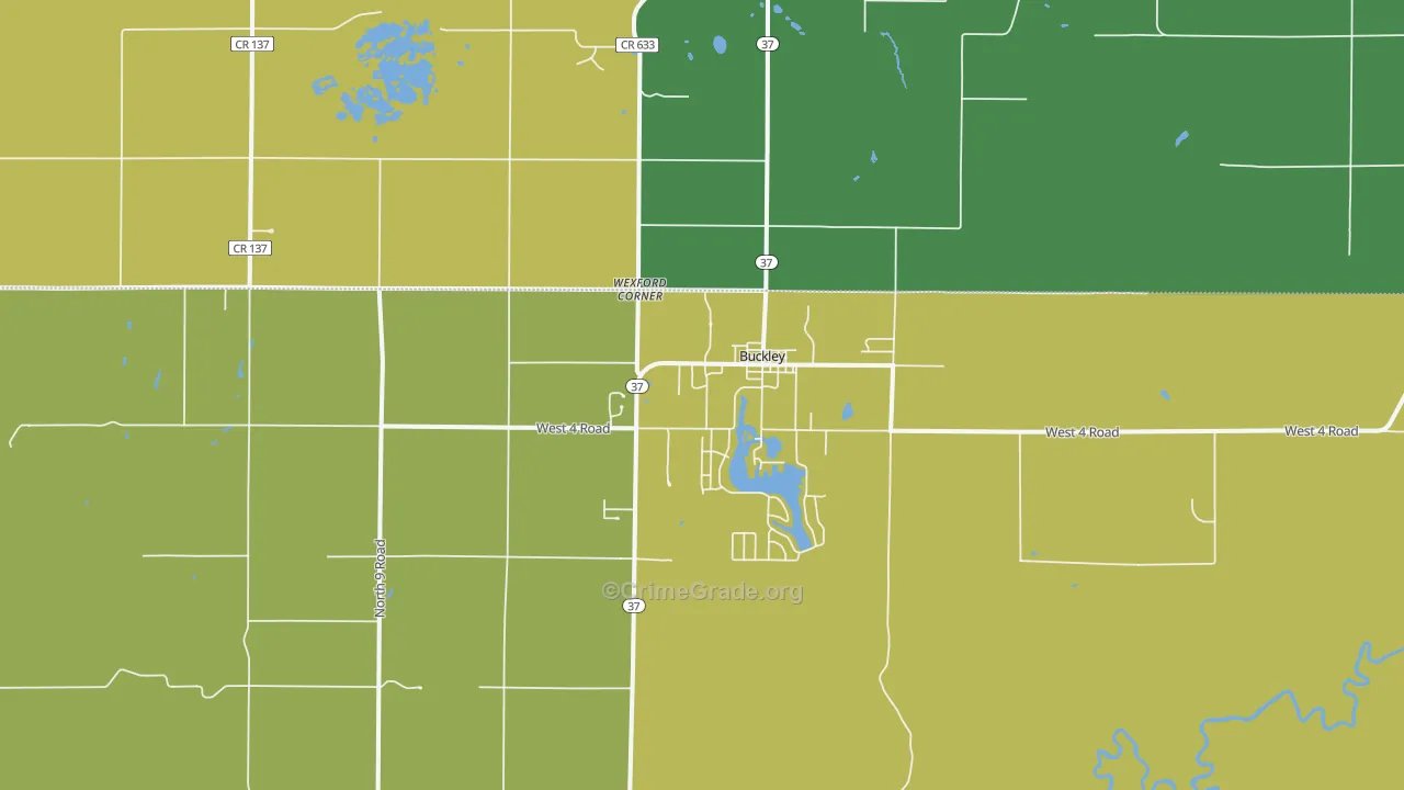 Buckley, MI Map of Theft Rates