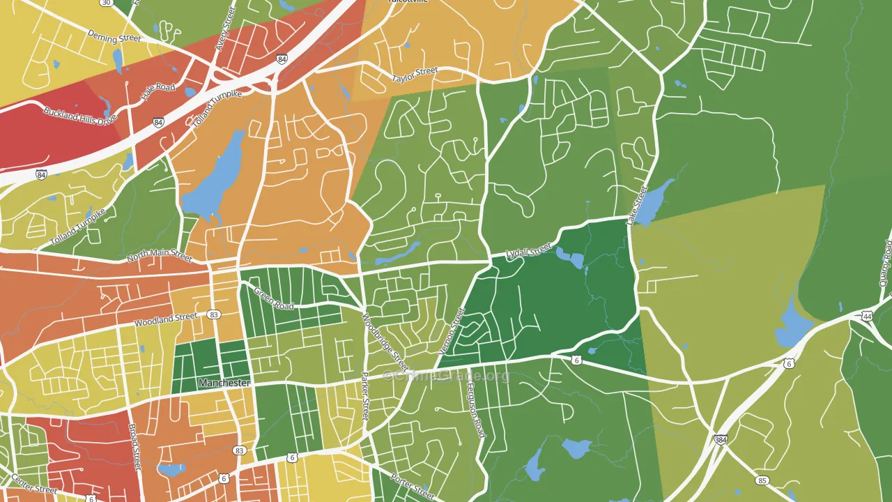 Buckley, Oakland, CT Map of Theft Rates