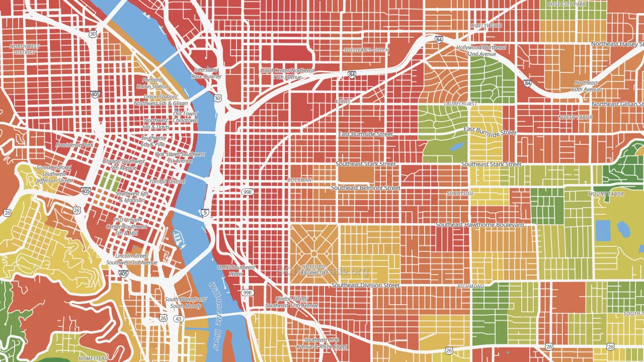 Buckman, Portland, OR Map of Theft Rates