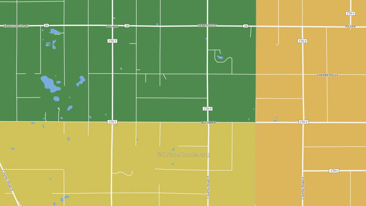 Buckman, WI Map of Theft Rates