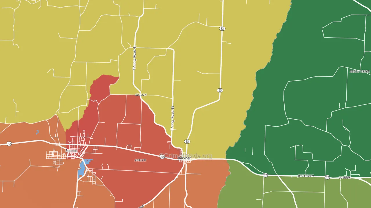 Buckner, AR Map of Theft Rates