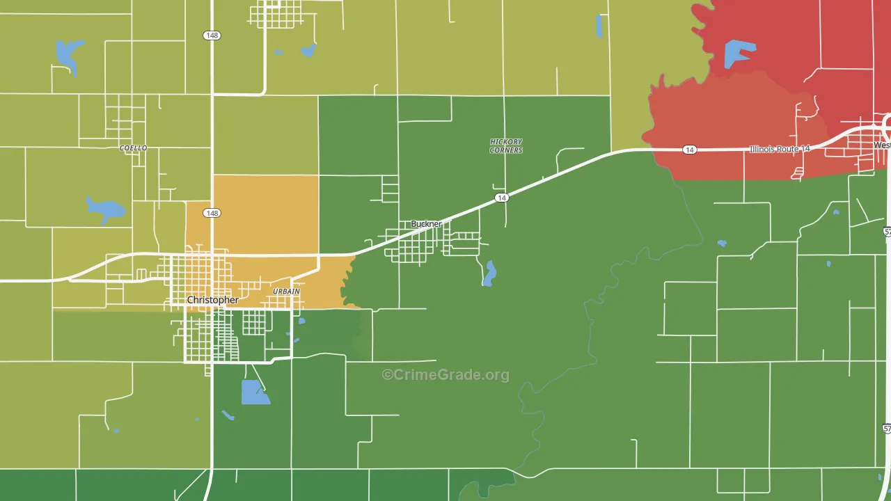 Buckner, IL Map of Theft Rates