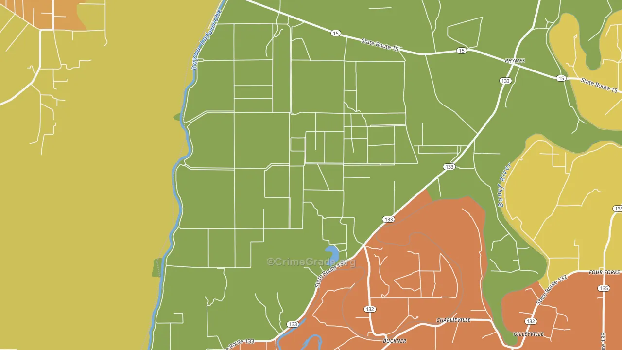 Buckner, LA Map of Theft Rates